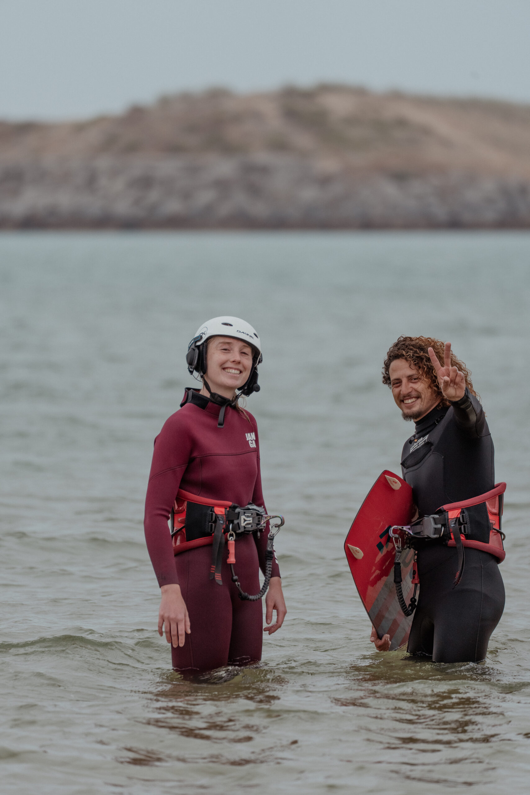 Kitesurfing instructor teaching private lesson in Dakhla
